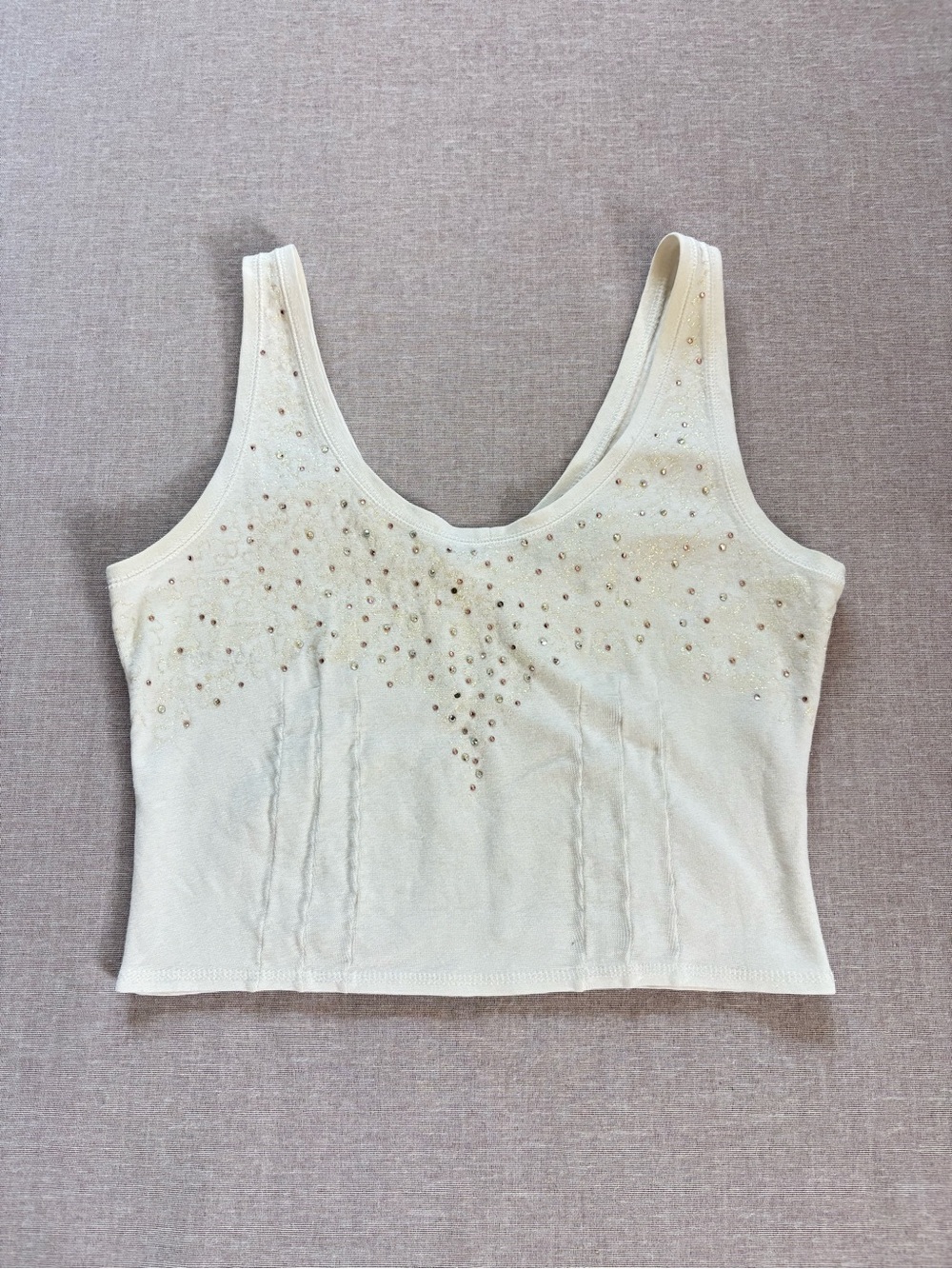 Vintage Contempo Casuals white rhinestone bejeweled fairycore 90s tank top